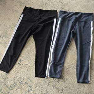 Athleta Womens Elation Colorblock Black and Gray Leggings Set